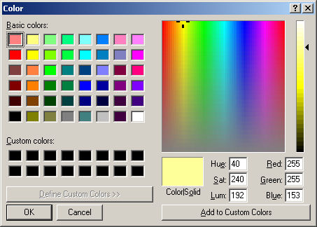 Colors Window in Quilt Assistant
